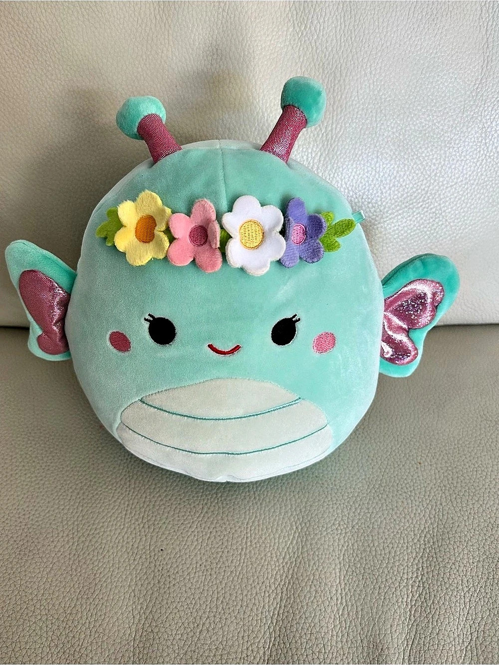 Jazwares Plush Butterfly Toy in Green & Pink Like New